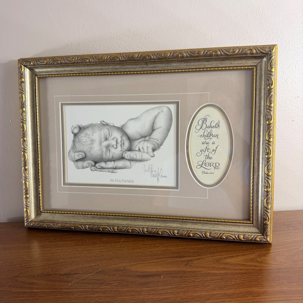 Dave McCammon In His Hands Framed Baby Print Psalm 127:3 Dicksons
